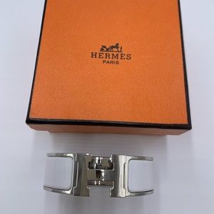 Hermes Wide Clic Clac H Bracelet white GM